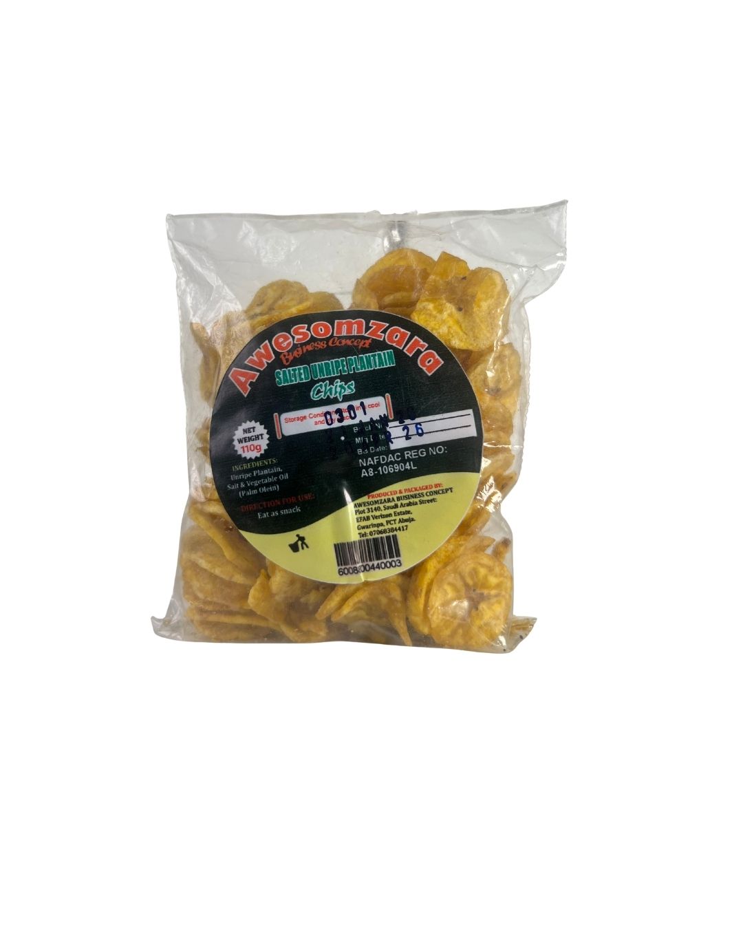 Awesomzara Unripe Plantain Chips 110g