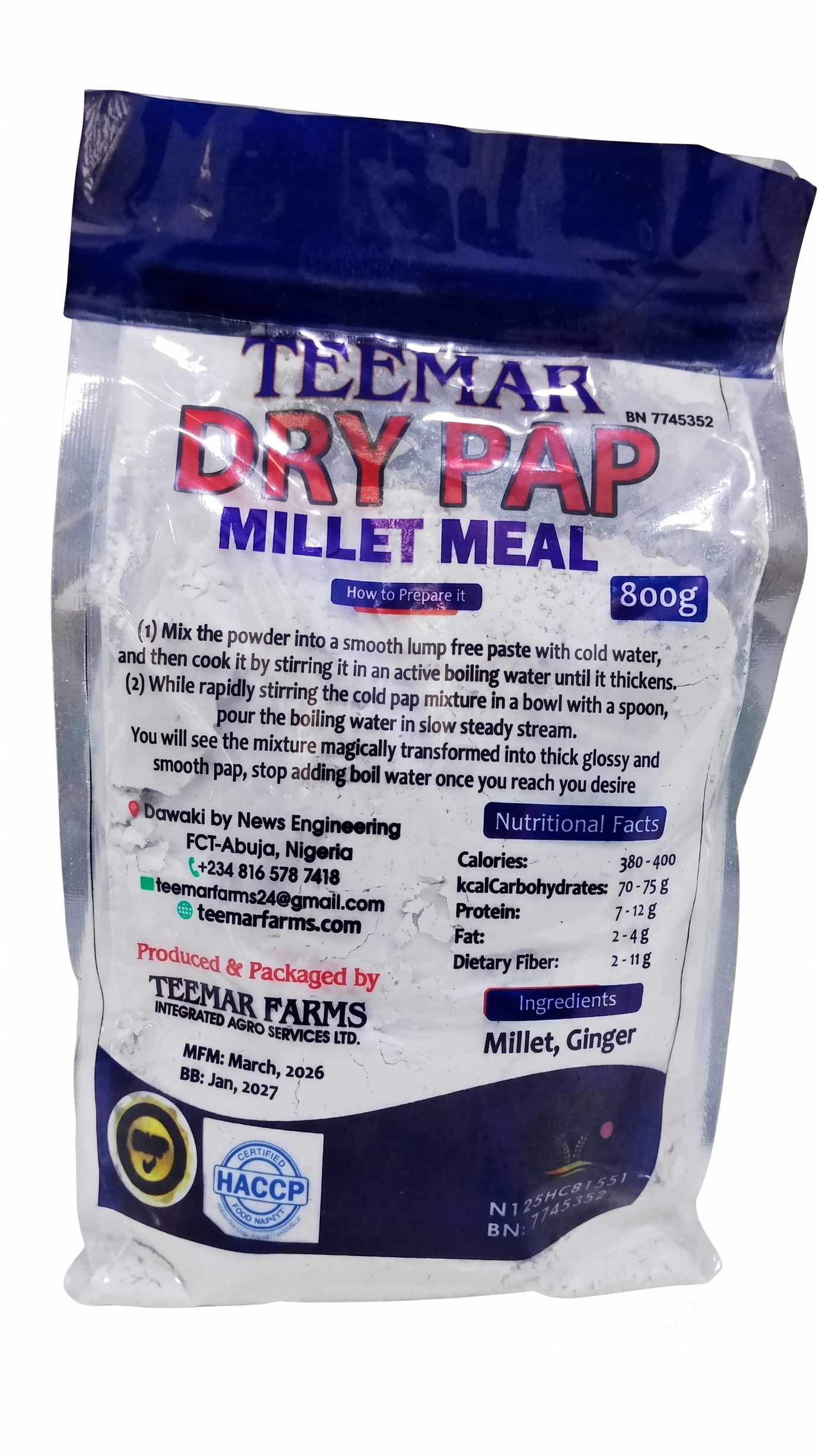 Teemar Millet Pap