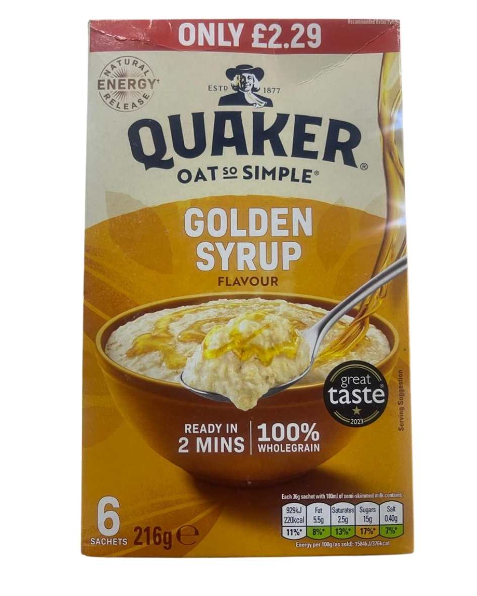 Quaker Oat So Simple Golden Syrup 216g