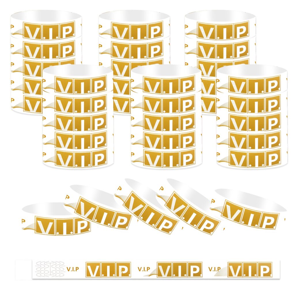 VIP Wristbands for Family Activities You Can Write Your Own Copy Lightweight PVC Bracelets with VIP Print Perfect for Parties Concerts Clubs Amusement Parks And Festivals Event Wristbands