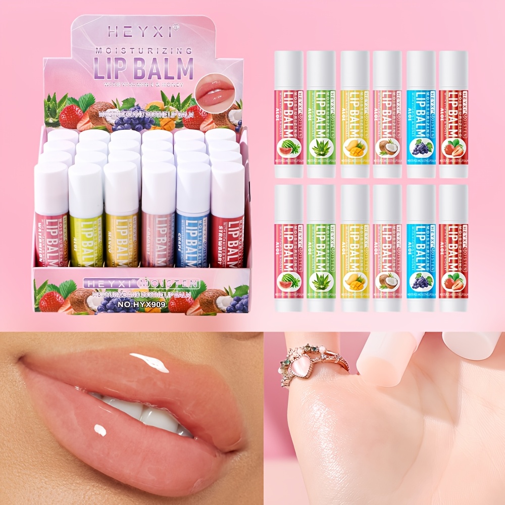 24pcs Fruit-Flavored Lip Balm Set - Hydrating & Moisturizing, Tinted Lip Care for All Skin Types, Berry Shades