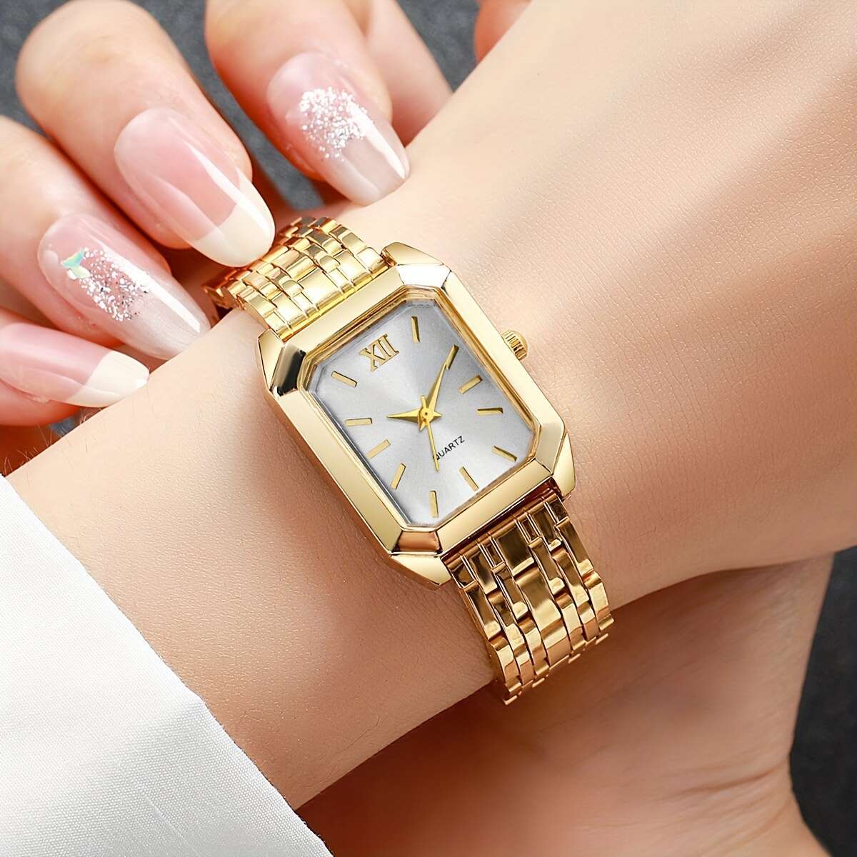 1pc Women'S Gift Watch Exquisite Fashion Square Roman Numeral Dial Versatile Quartz Wristwatch, Watch Box Not Included - Image 2