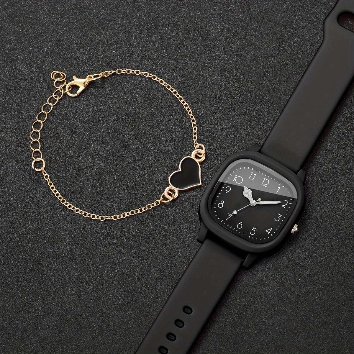 Ladies' Gift Watch, Elegant Casual Digital Scale Dial, Korean-Style Ins Vintage Quartz Wristwatch + Heart Bracelet, 2pcs/set, Watch Box Not Included - Image 7