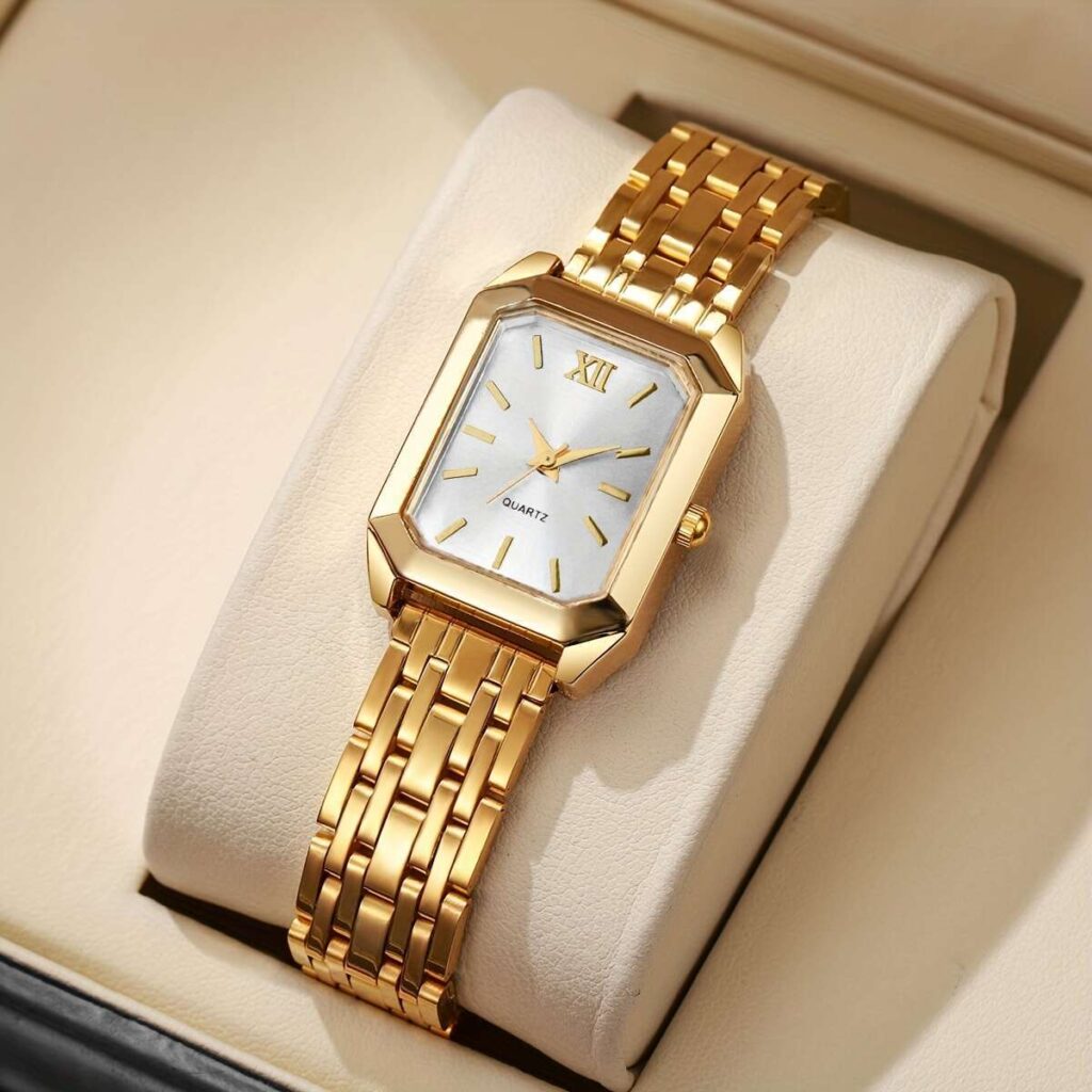 1pc Women'S Gift Watch Exquisite Fashion Square Roman Numeral Dial Versatile Quartz Wristwatch, Watch Box Not Included