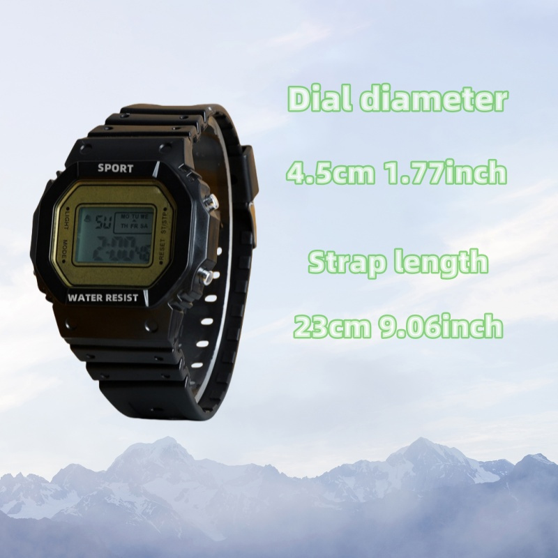 1pc Men'S And Women'S TPU Strap Multi-Color Sports Fashion Multi-Function Luminous Alarm Clock Square Case Electronic Watch Suitable for Daily Decoration Gifts - Image 5