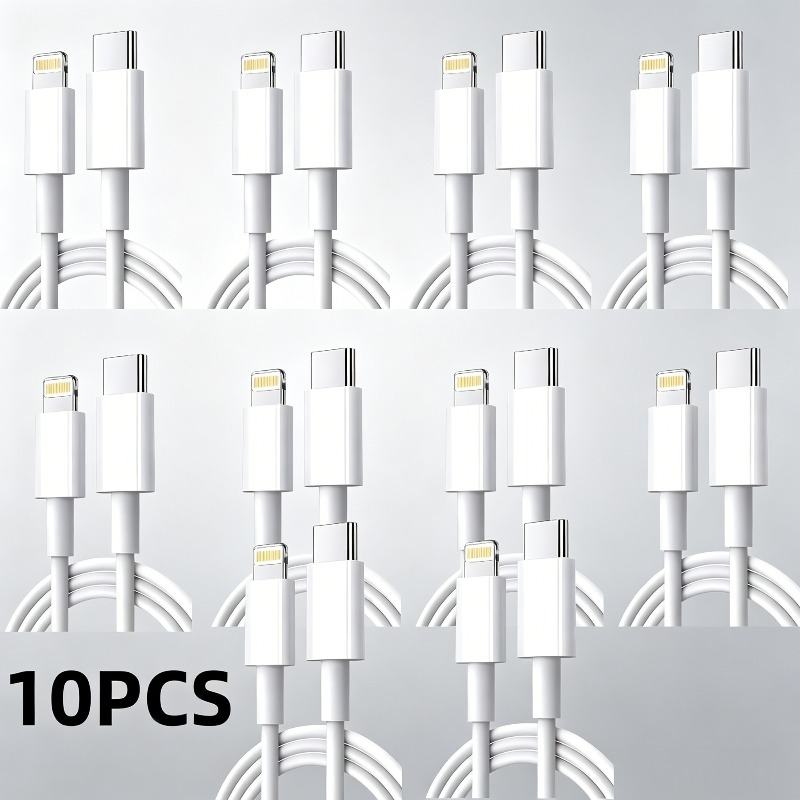10pcs Type-C to Lightning Data Cable Set | Whole House Multi-Scene Charging Solution. Compatible with Type-C Chargers and All iPhone Series, Perfect for Home, Office and Business Trips.