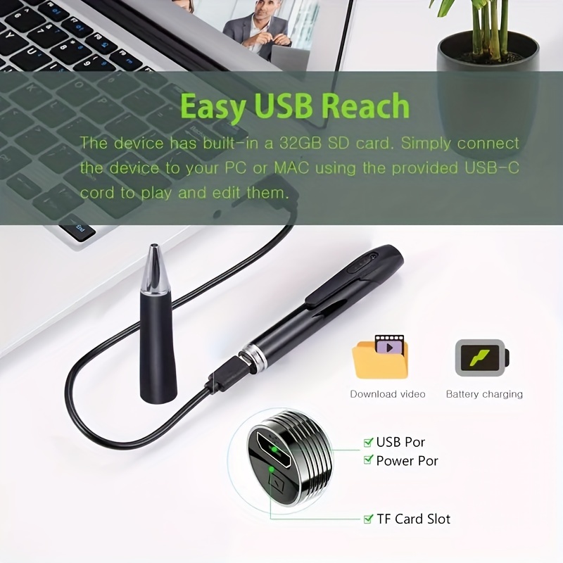 High-Definition 1080P Resolution Video Security Camera, Portable Monitoring And Recording, Security Camera, 1pc 32GB Tf/1pc Without Storage Card, Is The Ideal Choice for Recording Lectures, Classrooms, High-End Business Meetings And Other Occasions - Image 5
